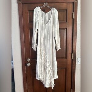 Free People White Maxi Dress with Long Sleeves
